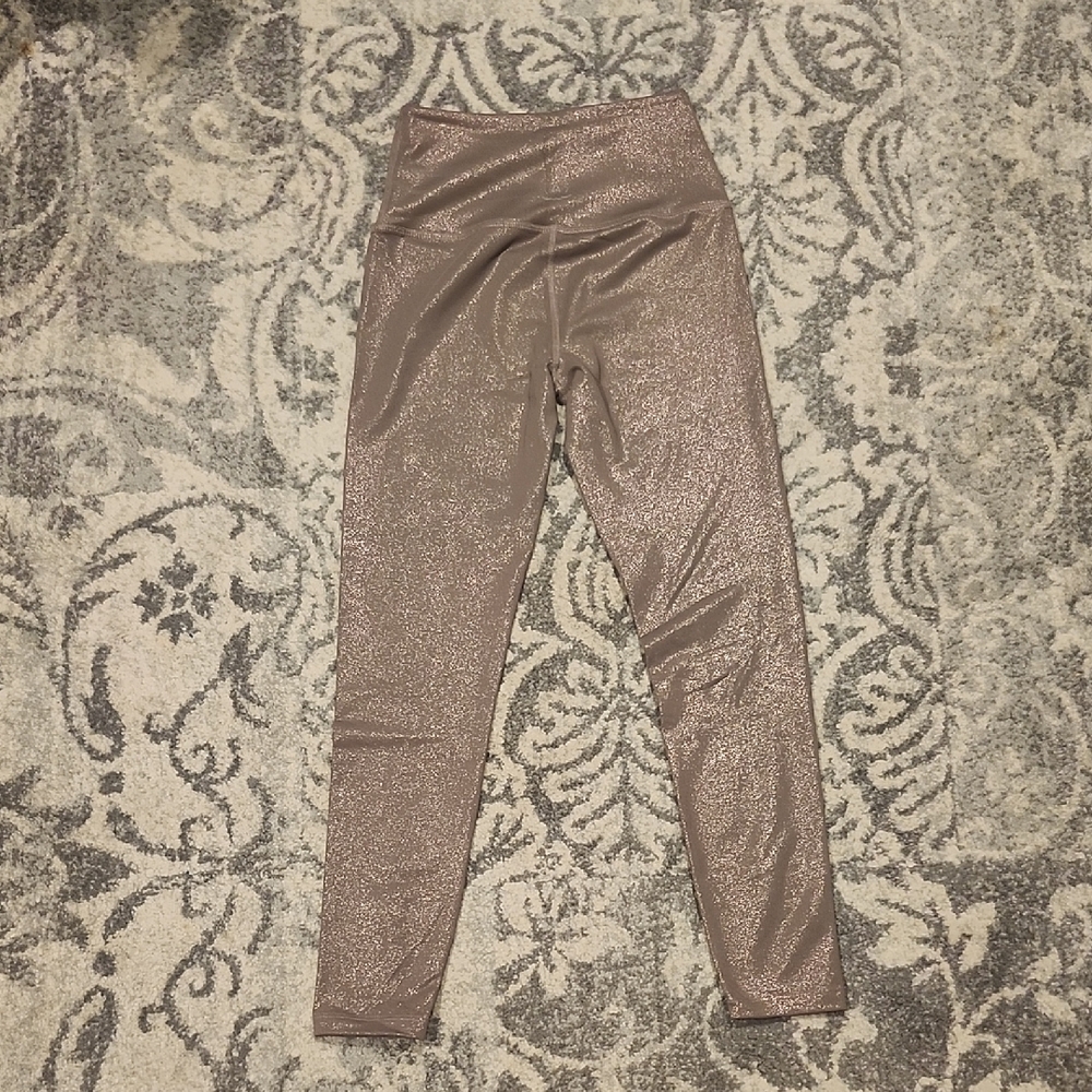 Beyond Yoga Sparkling Rose Gold Leggings